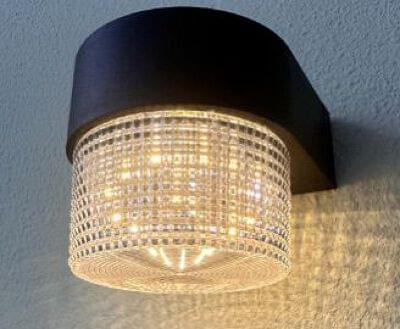 Round Crystal wall solar lamp